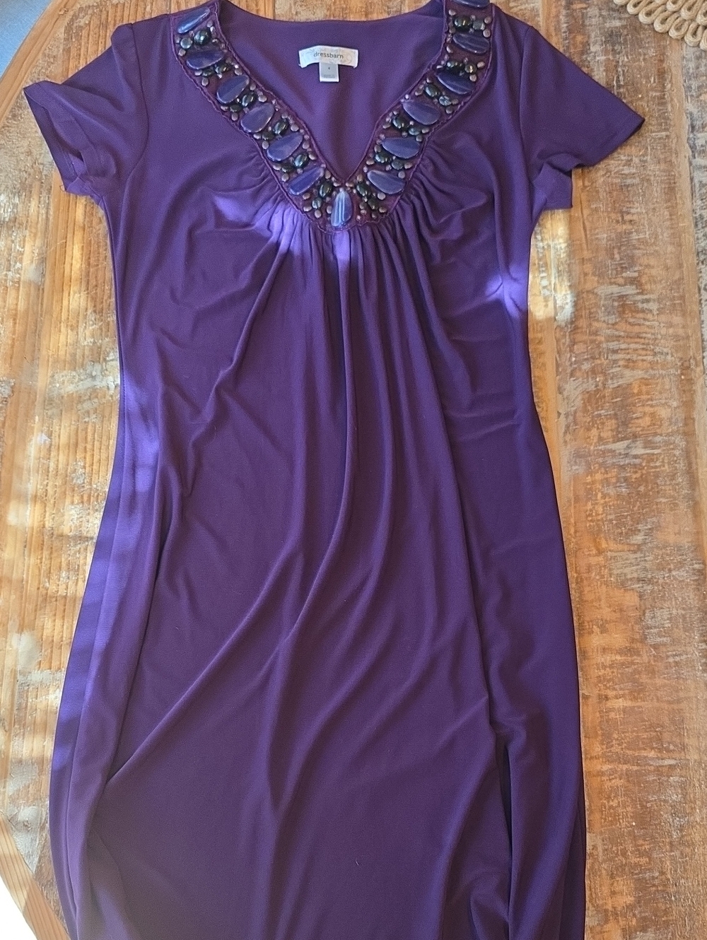 Embellished V-Neck Purple Dress
